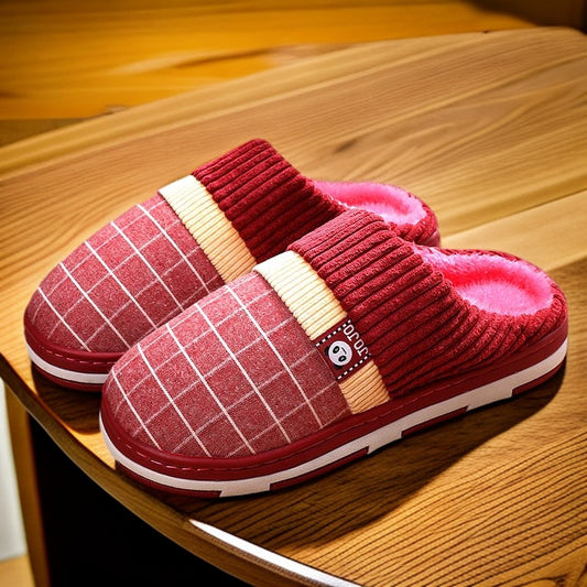 Mens Cotton Slippers For Winter Non-slip  Warm And With A Thick Sole