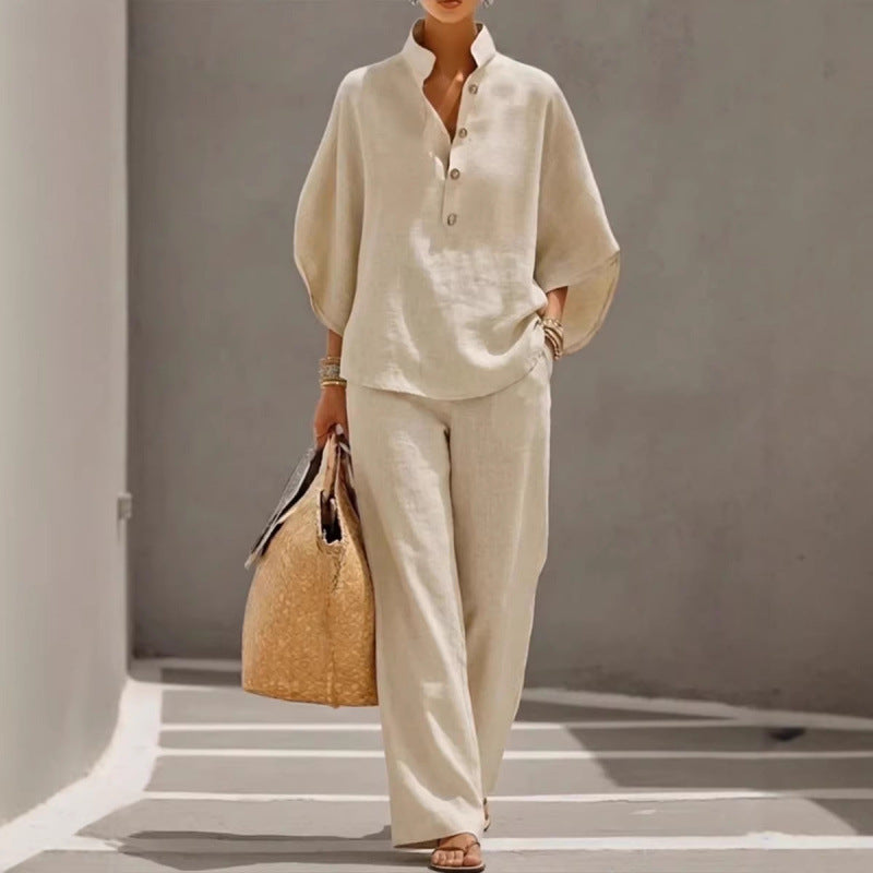 2026 New Women's Autumn Shirt Set Solid Color Leisure Urban Commuter Set