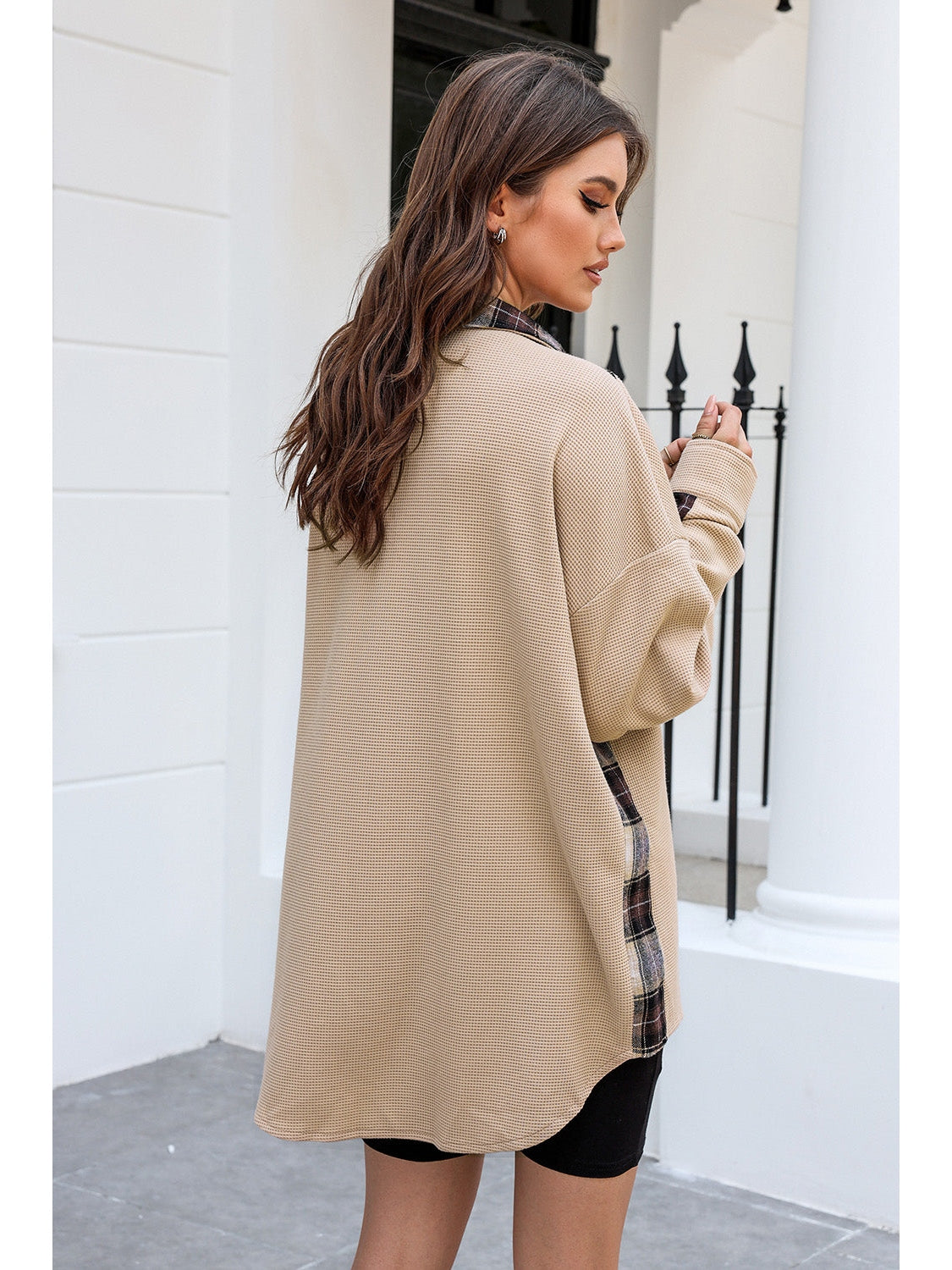 Plaid Button Down Collared Jacket