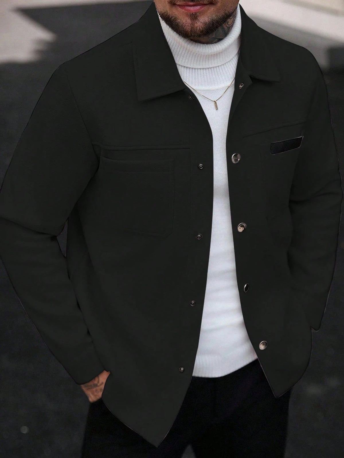 2026 Autumn Winter European And American Men's Fashion Pocket Woolen Jacket With Lapel Casual Single-Breasted Coat For Men 2600808