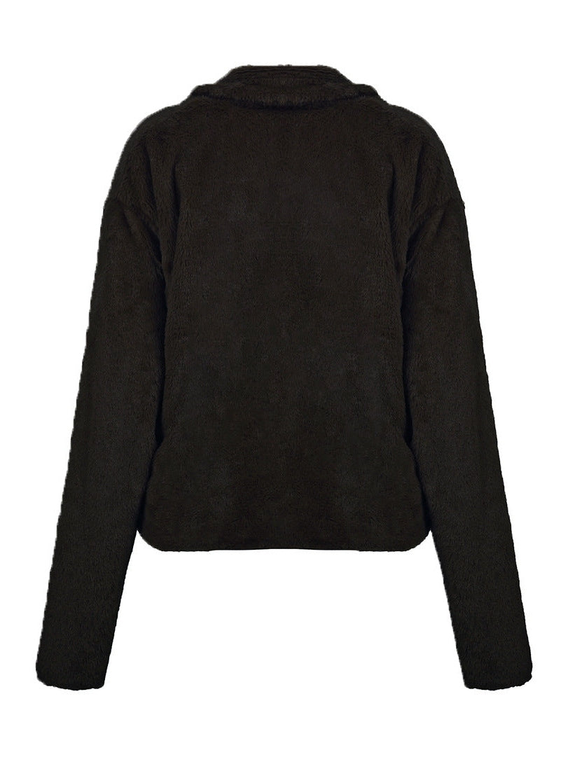 Women Ivy Lane Plush Open Front Dropped Shoulder Jacket