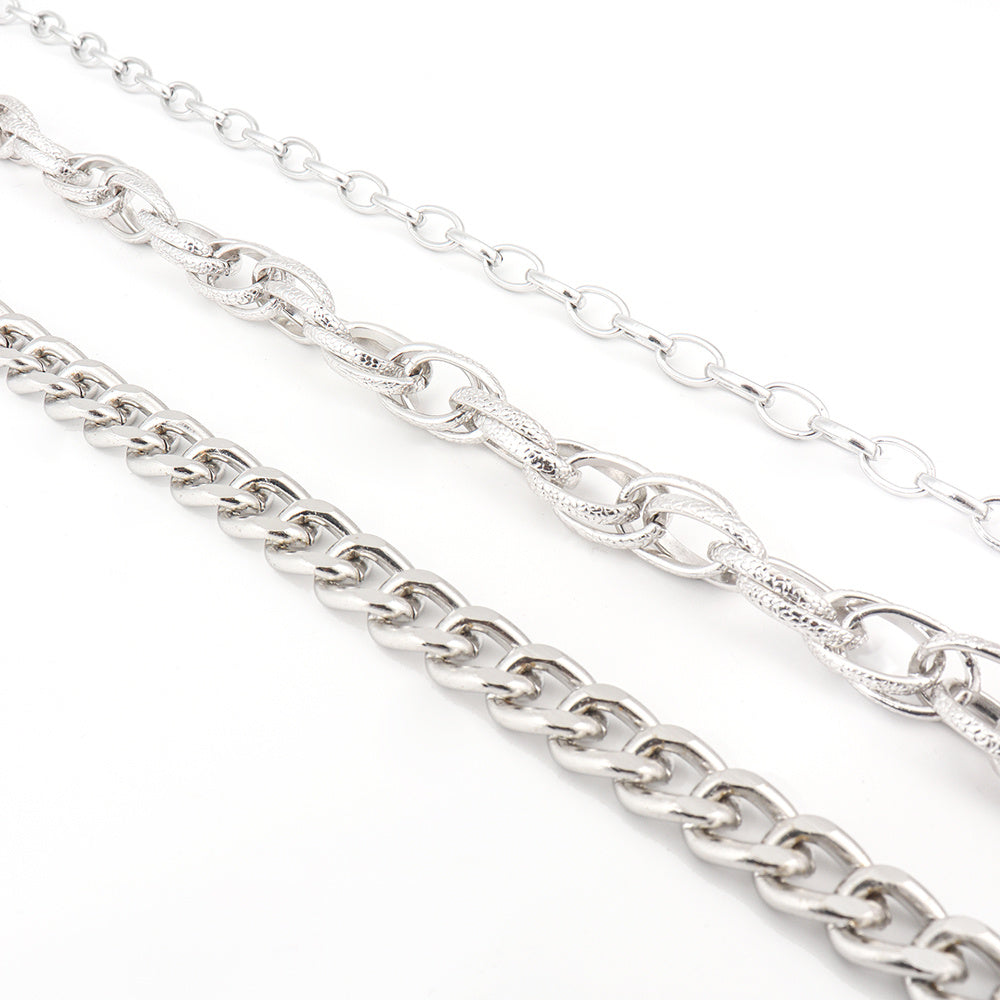 Hip Hop Fashion Pants Chain Men And Women Advanced Sense Multi Ring Silver Metal Chain Heavy Metal Industrial Style Jeans Hip-hop Accessories