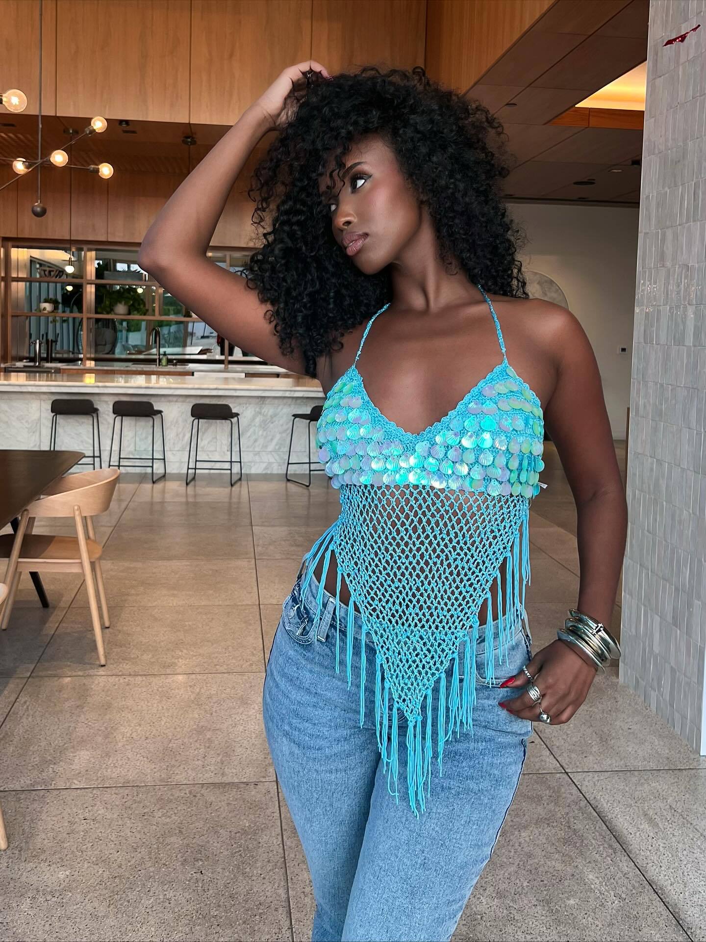 Beach Vacation Sequined Tassel Camisole Top