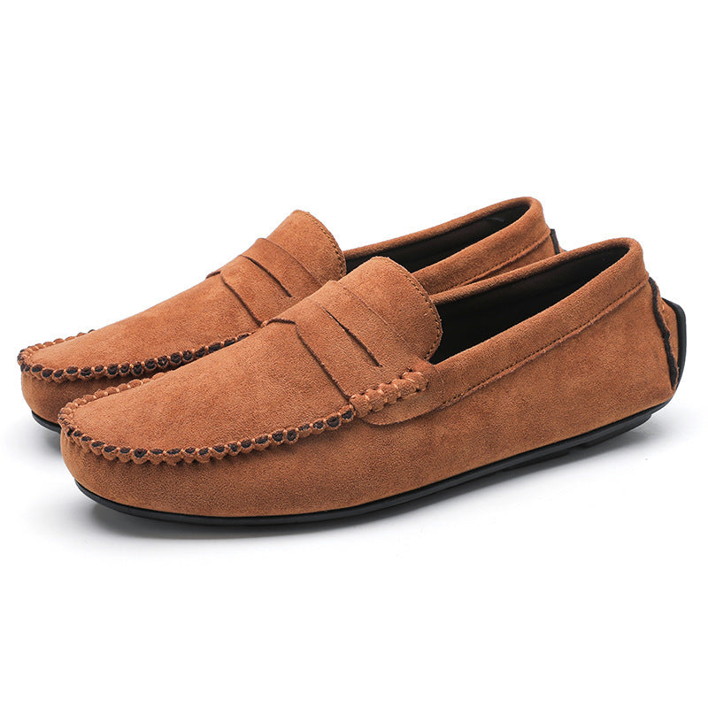Hand-stitched Men's Beanie Shoes Velvet Leather Handmade