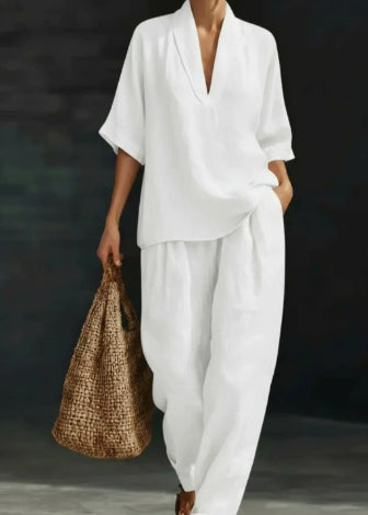 Women's Casual Simple Linen Two-Piece Set