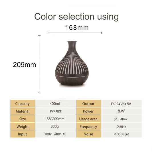 Vase Wood Grain Humidifier 400ml Vertical Silver