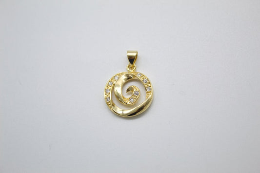 18K Gold Filled Swirl With CZ Cubic Zirconia Stone Pendant