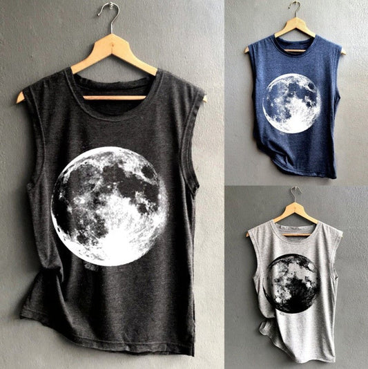 Women girl moon erath tank top