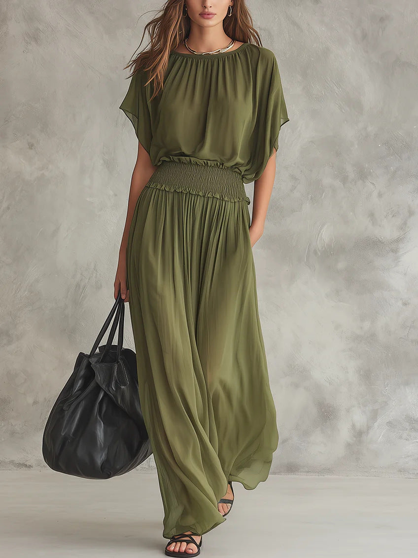 2026 Summer European Style Slim Waist Elegant And Precise Long Dress Set