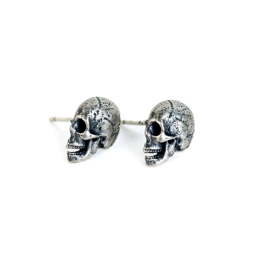 S925 Creative Distressed Half Skull Earrings