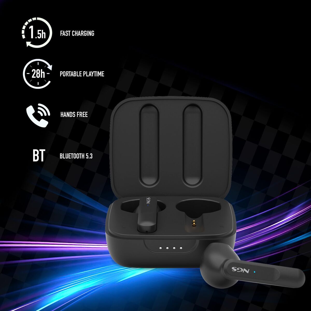 Headphone with Microphone NGS ARTICAMOVEBLACK Black