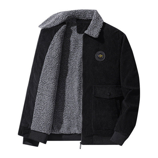Men's Thickened Lamb Wool Cotton Corduroy Lapel Jacket