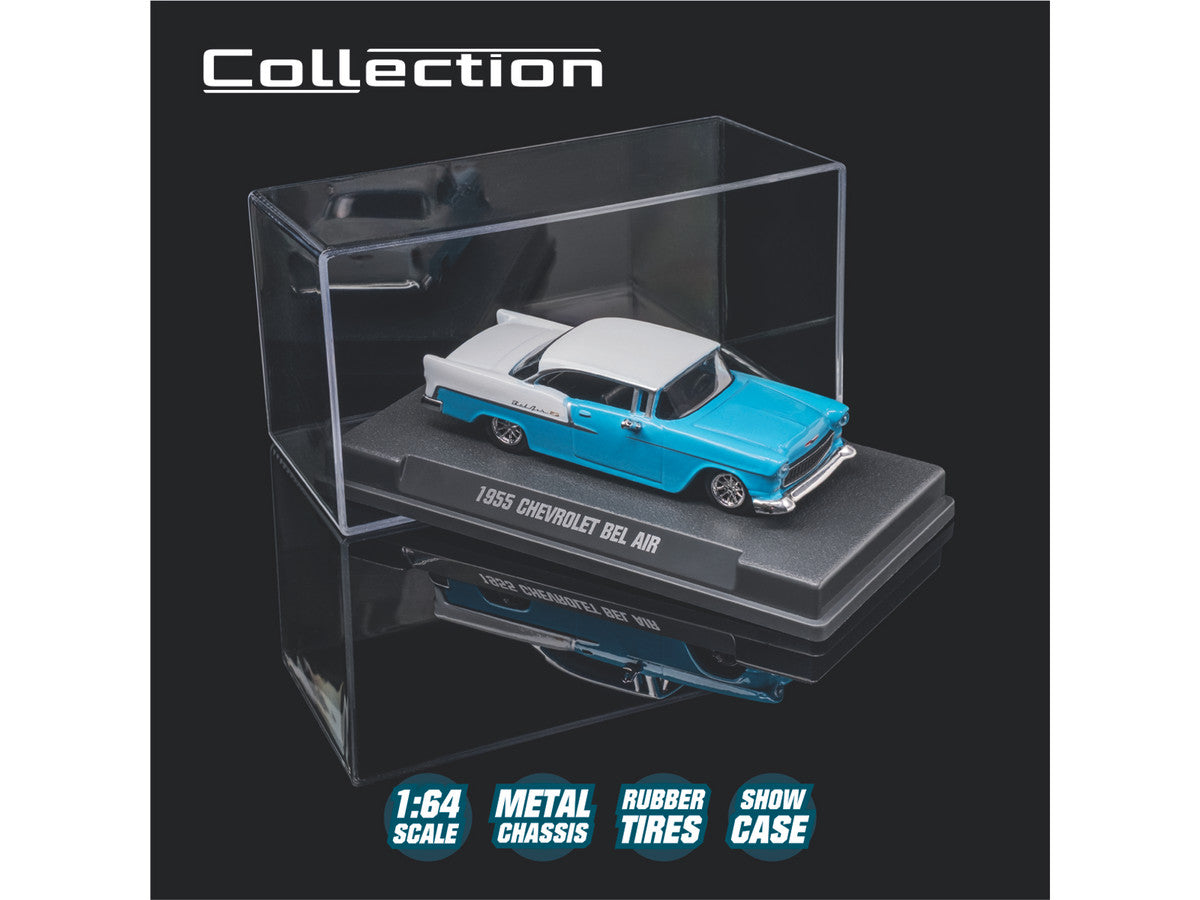 1955 Chevrolet Bel Air Blue and White "Collection" Series 1/64 Diecast Model Car by Majorette