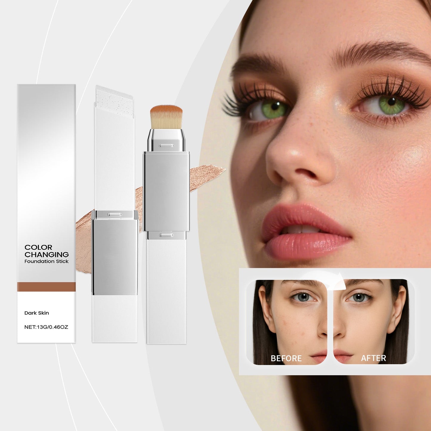 2-in-1 Color-Changing Foundation Stick Deep Skin Tone