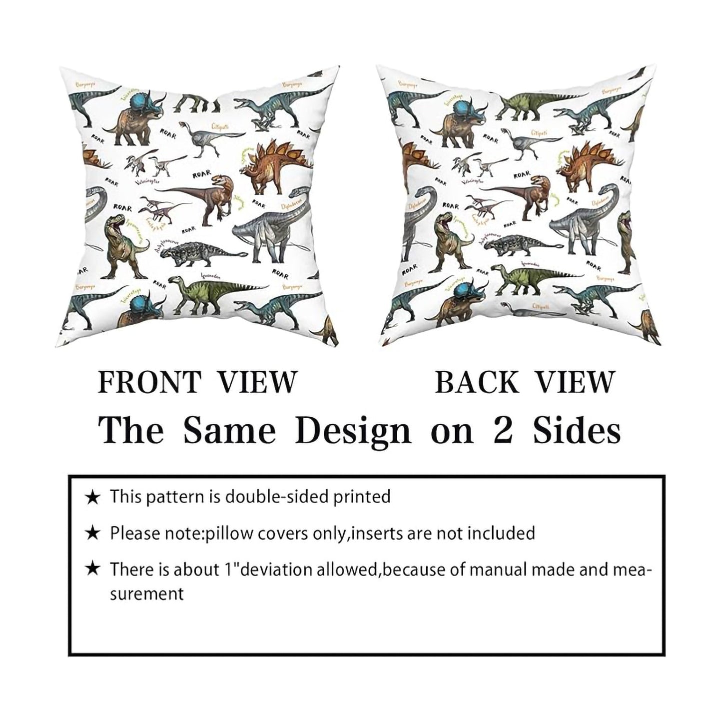 Wild Dinosaur Pillow Cover - Animal Dinosaur Pillowcase Tyrannosaurus Rex Brachiosaurus Dinosaur Pillowcase Square 18x18 Suitable For Boys' Room Home Decoration