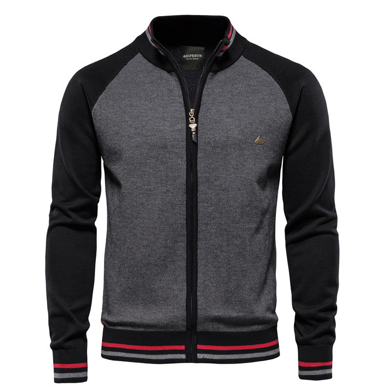 2026 Autumn Winter Sweater For Men Casual Knitwear Men's Jacket With Patchwork Korean Style Slim Fit Youth Color Block