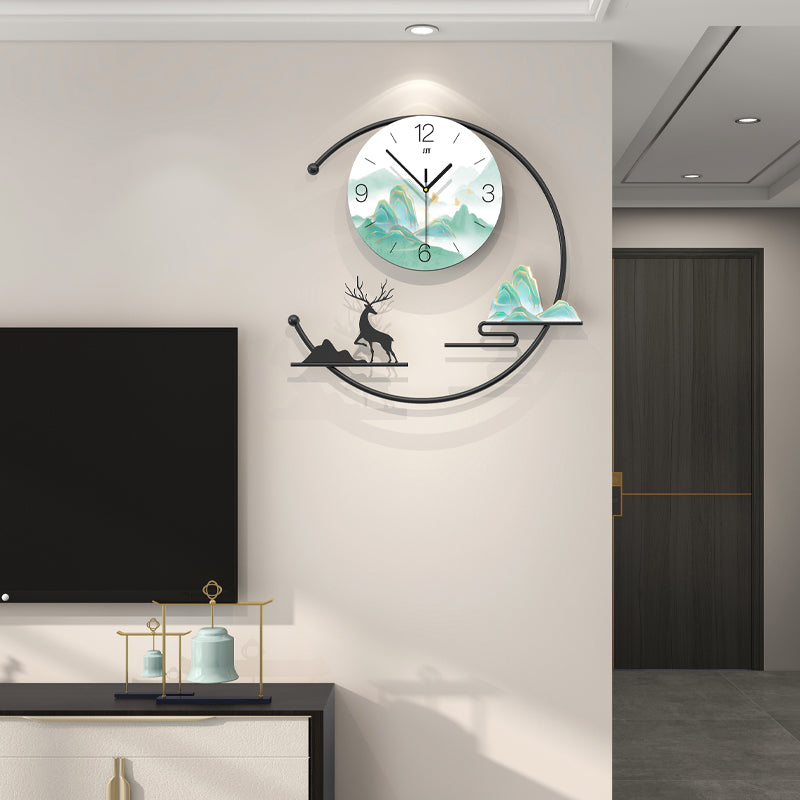 Modern Mountain Deer Wall Clock Artistic Living Room Home Decor
