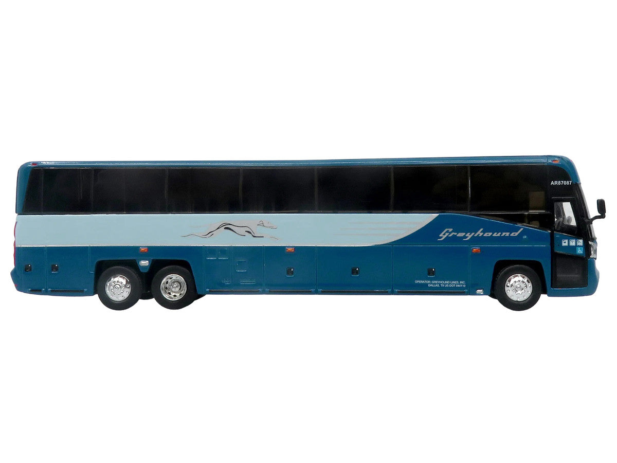 MCI D4520 Commuter Coach Bus "Greyhound Lines" Blue with Light Blue Stripes "The Bus & Motorcoach Collection" Limited Edition to 504 pieces Worldwide 1/87 (HO) Scale Diecast Model by Iconic Replicas