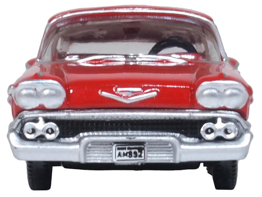 1958 Chevrolet Impala Sports Coupe Rio Red 1/87 (HO) Scale Diecast Model Car by Oxford Diecast