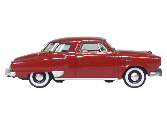 1950 Studebaker Champion Starlight Coupe Commanche Red 1/87 (HO) Scale Diecast Model Car by Oxford Diecast