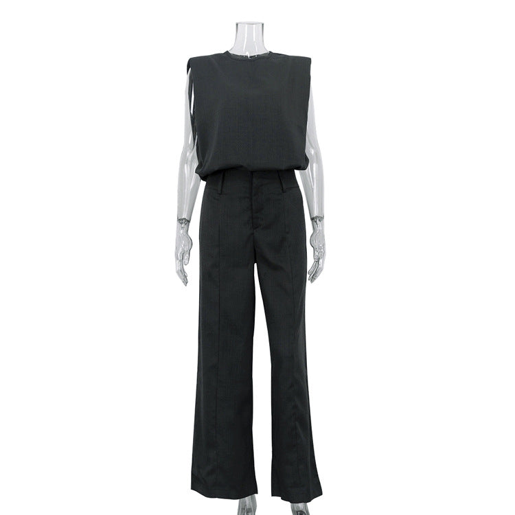 Sleeveless Vest Pullover Top And Loose-fitting Trousers Two-piece Set