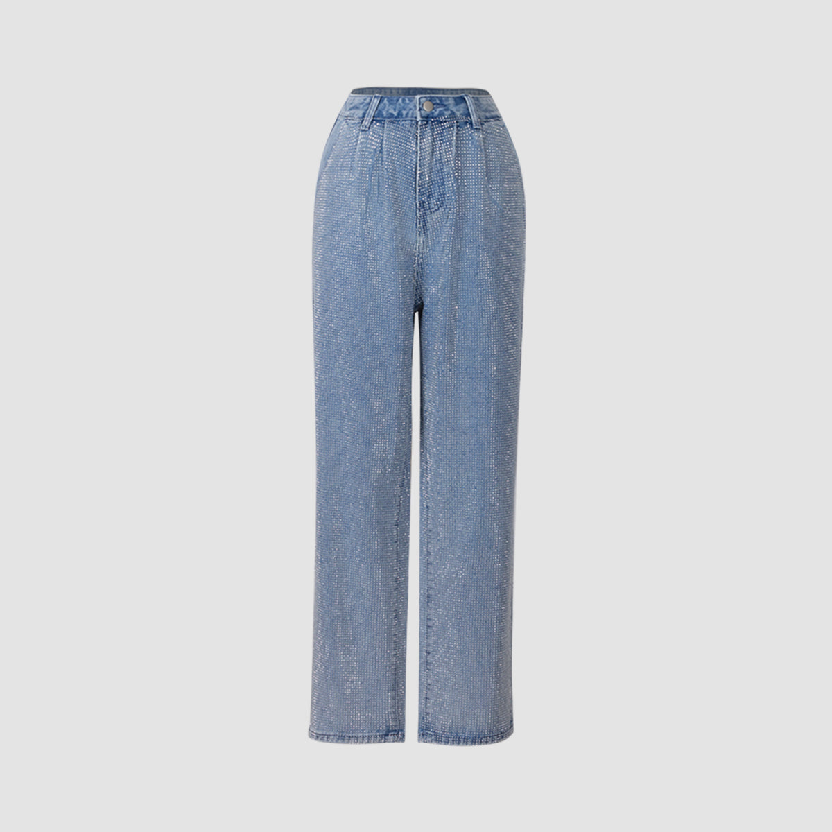 Elegant Glittery Denim Crop Top And Pants Ensemble