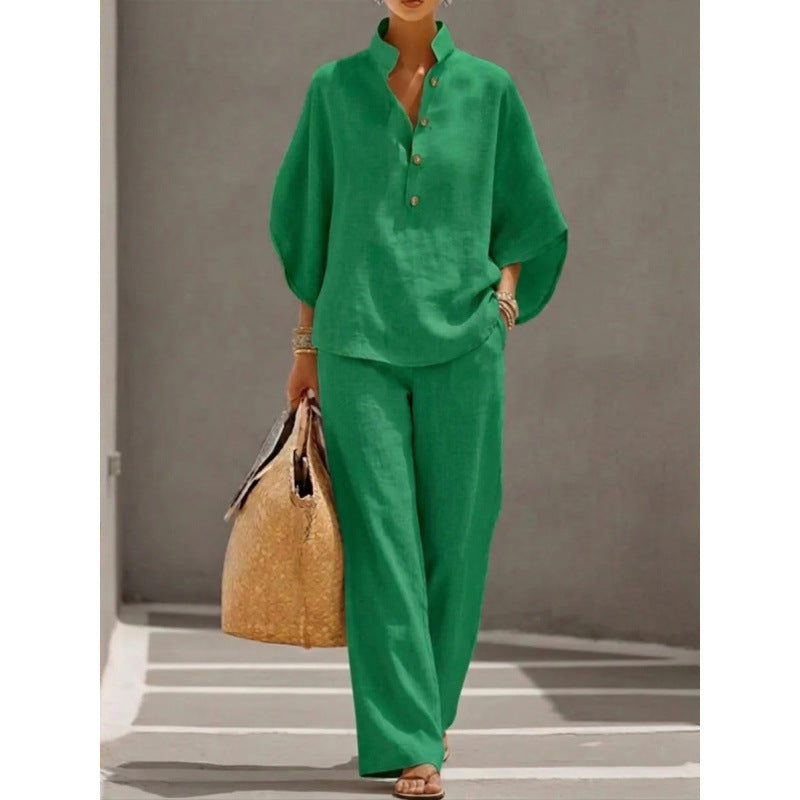 2026 New Women's Autumn Shirt Set Solid Color Leisure Urban Commuter Set