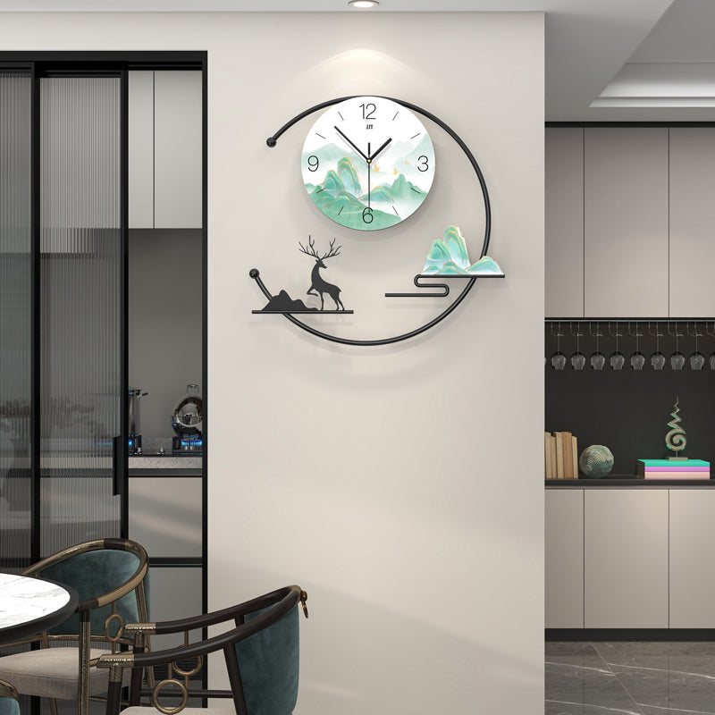 Modern Mountain Deer Wall Clock Artistic Living Room Home Decor