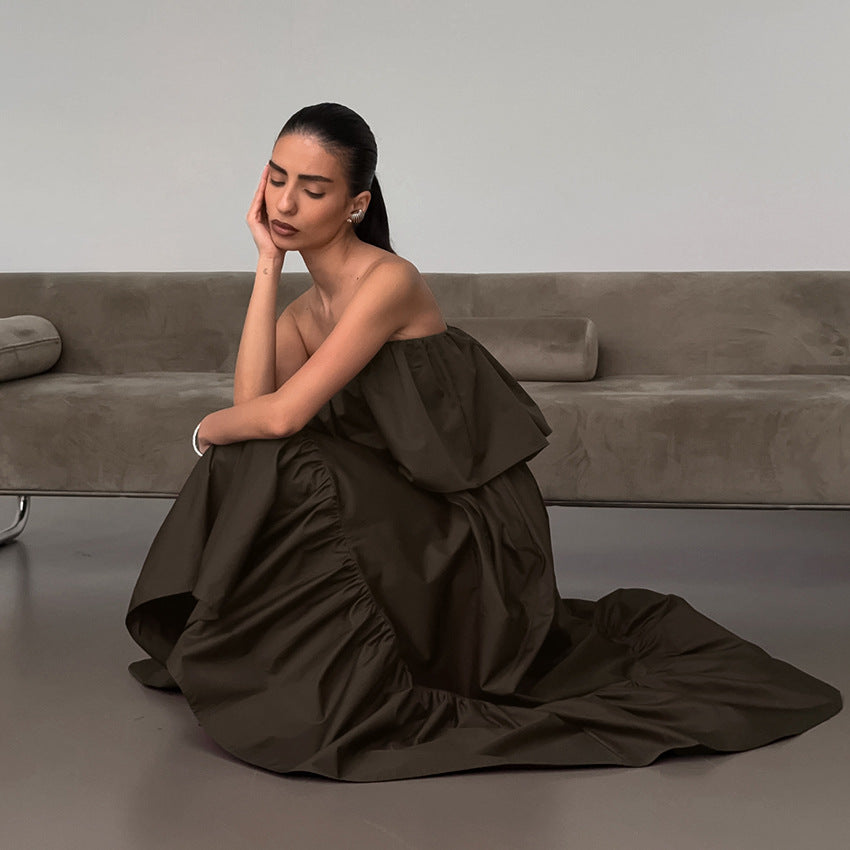 Fashionable Ruffled Strapless Dress