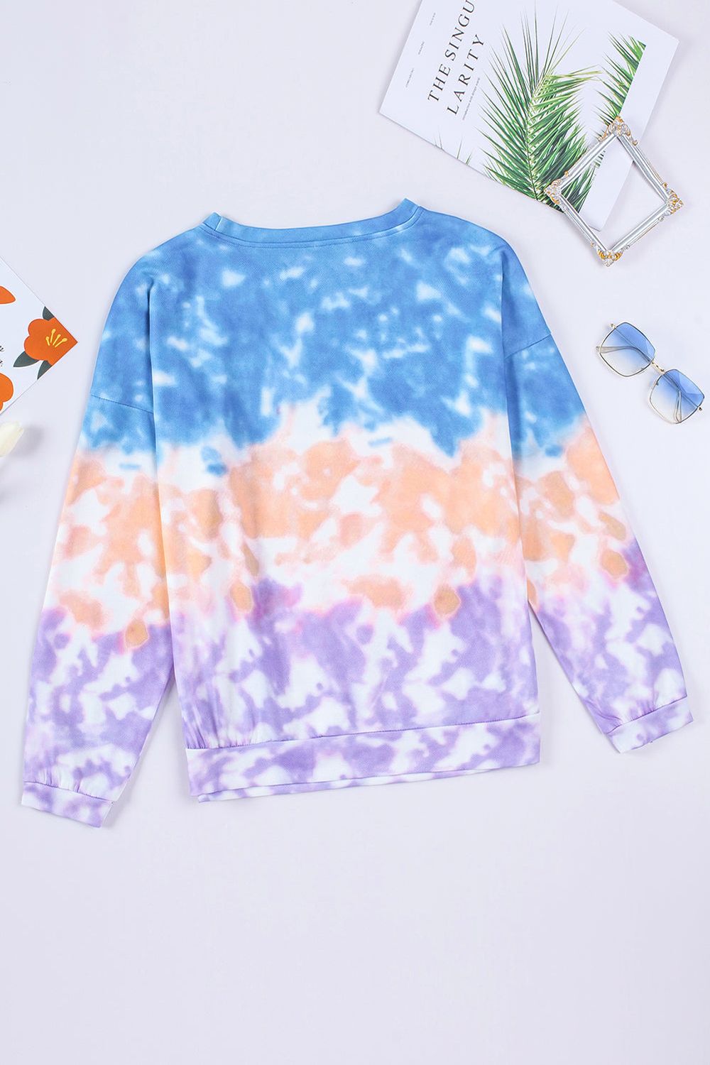 Women Tie-Dye Drop Shoulder Round Neck Sweatshirt