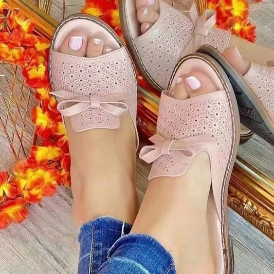 Flat Bottom Bow Wispy Air Breathable Fashion Beach Slippers
