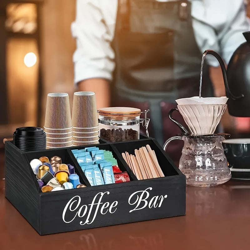 Coffee Bar Organizer - Rustic Wooden Nespresso Pod Holder, Declutter Your Kitchen Countertop or Office