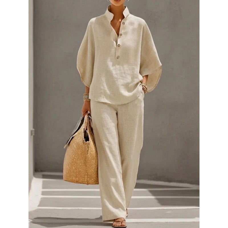 2026 New Women's Autumn Shirt Set Solid Color Leisure Urban Commuter Set