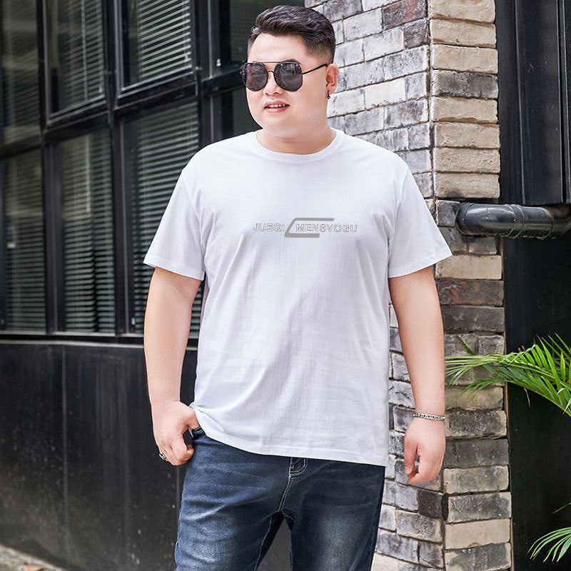 Plus-sized Plus Size Cotton Round Neck Short Sleeve Men's T-shirt