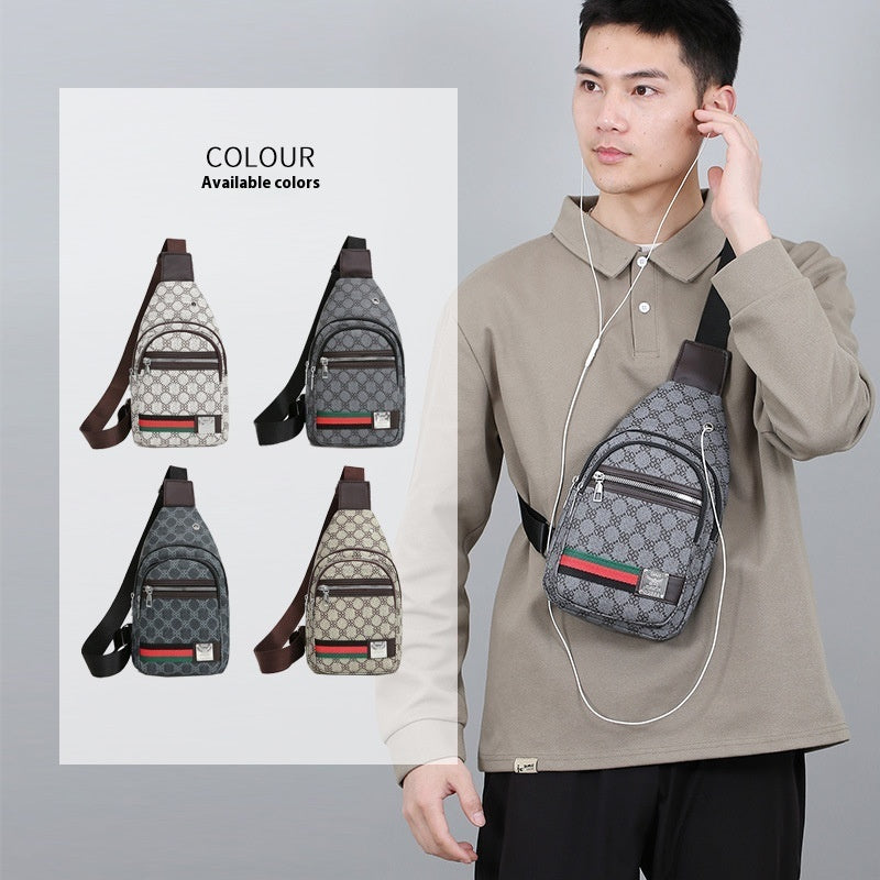 New Contrast Color PU Soft Leather Casual Chest Bag Men And Women Crossbody Tide Travel Fashion Small Backpack