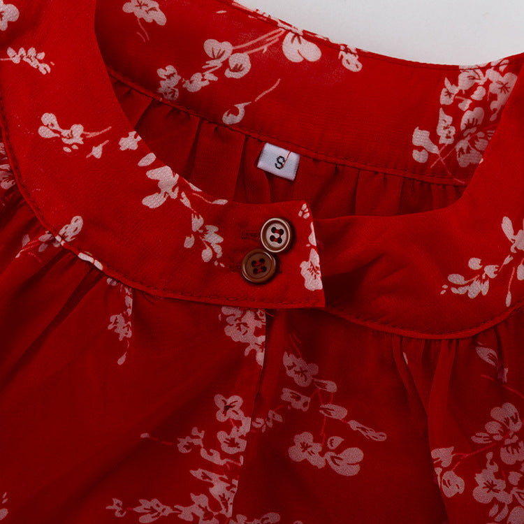 Round Neck Long-sleeved Cropped Top And Printed Skirt Two-piece Set
