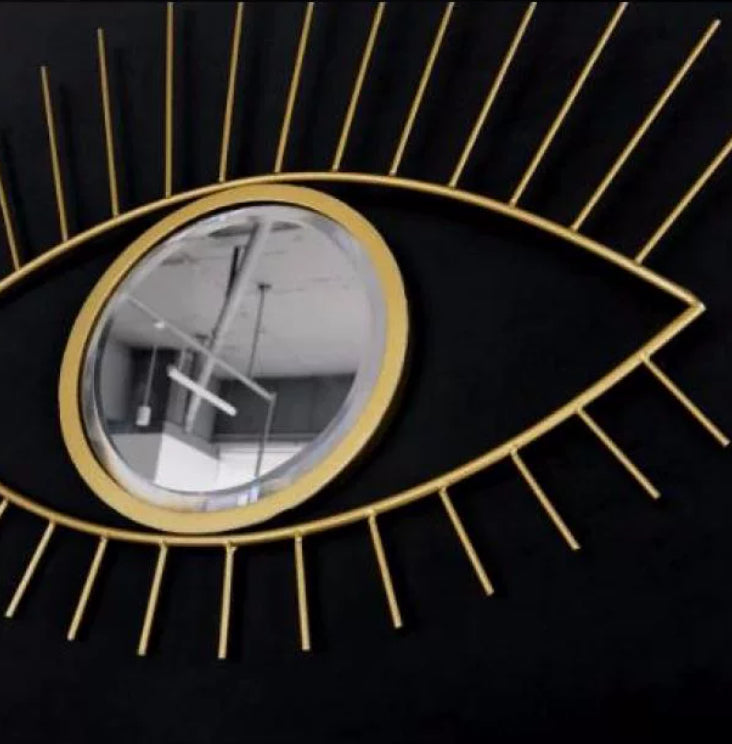 Wall Decor Eye-shaped Hanging Mirror Eyelash Embellishment
