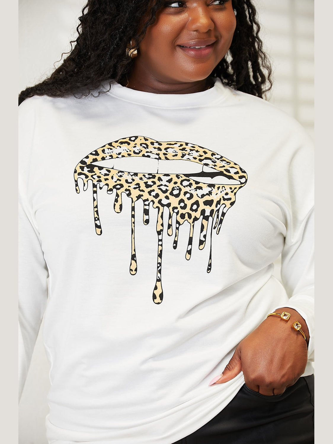 Women Simply Love Graphic Dropped Shoulder Round Neck Sweatshirt