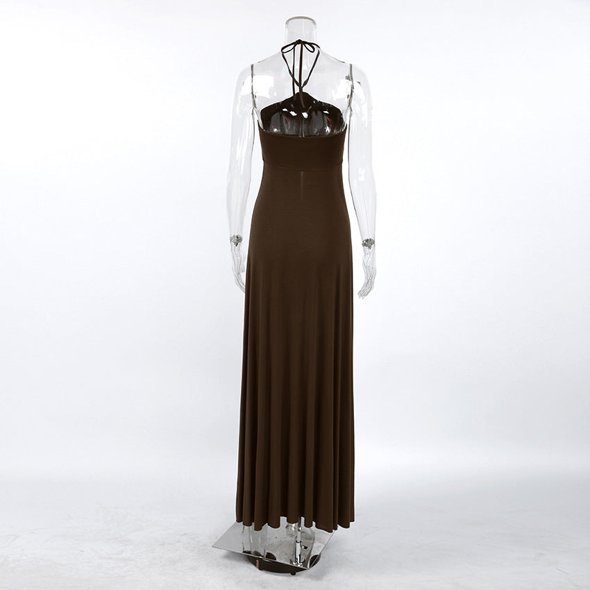 Halter-neck Sleeveless Strapless High Slit Dress