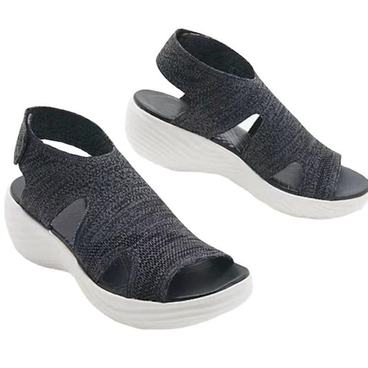 Women's Mesh Wedge Soft Sole Casual Sports Flat Fly Knit Sandals Shoes