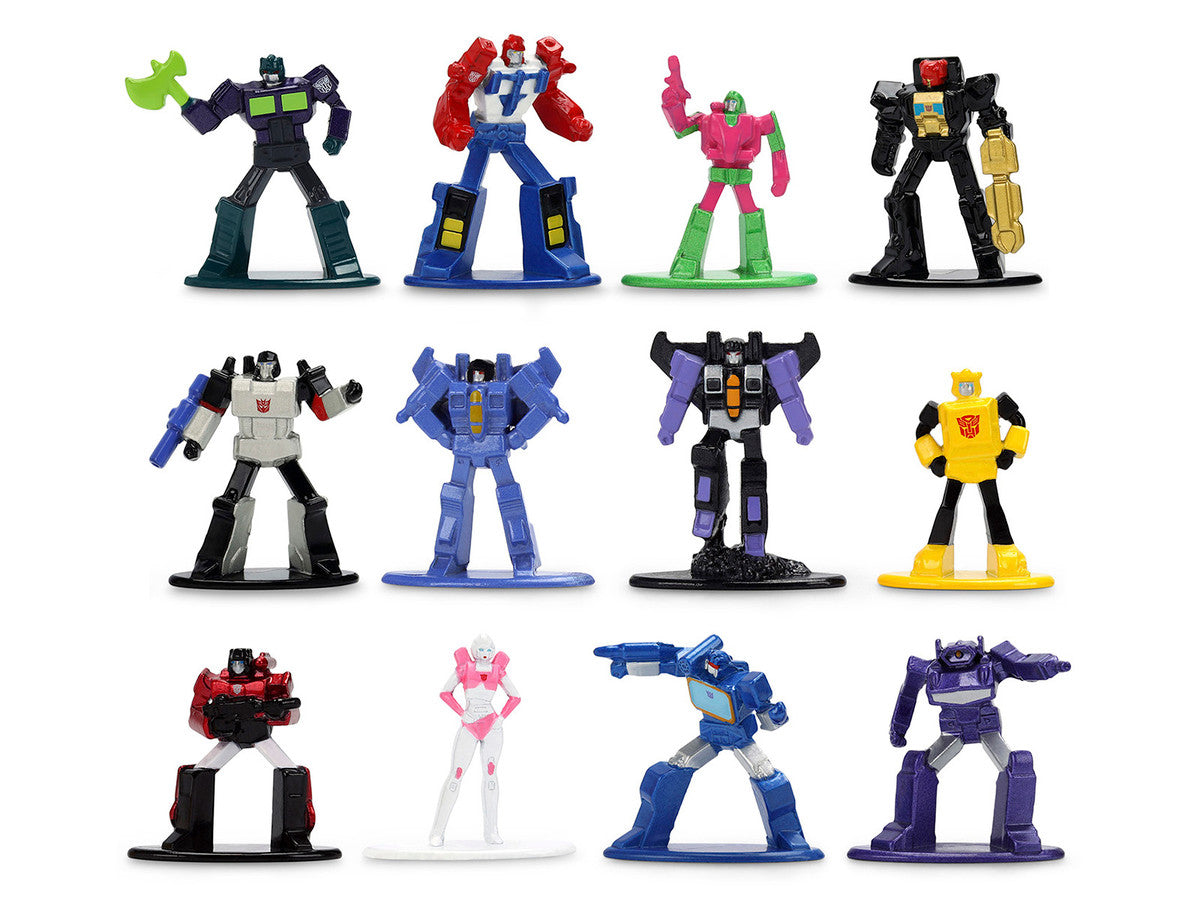 Set of 12 Diecast Figures "Transformers" Franchise "Nano Metalfigs" Series Diecast Models by Jada