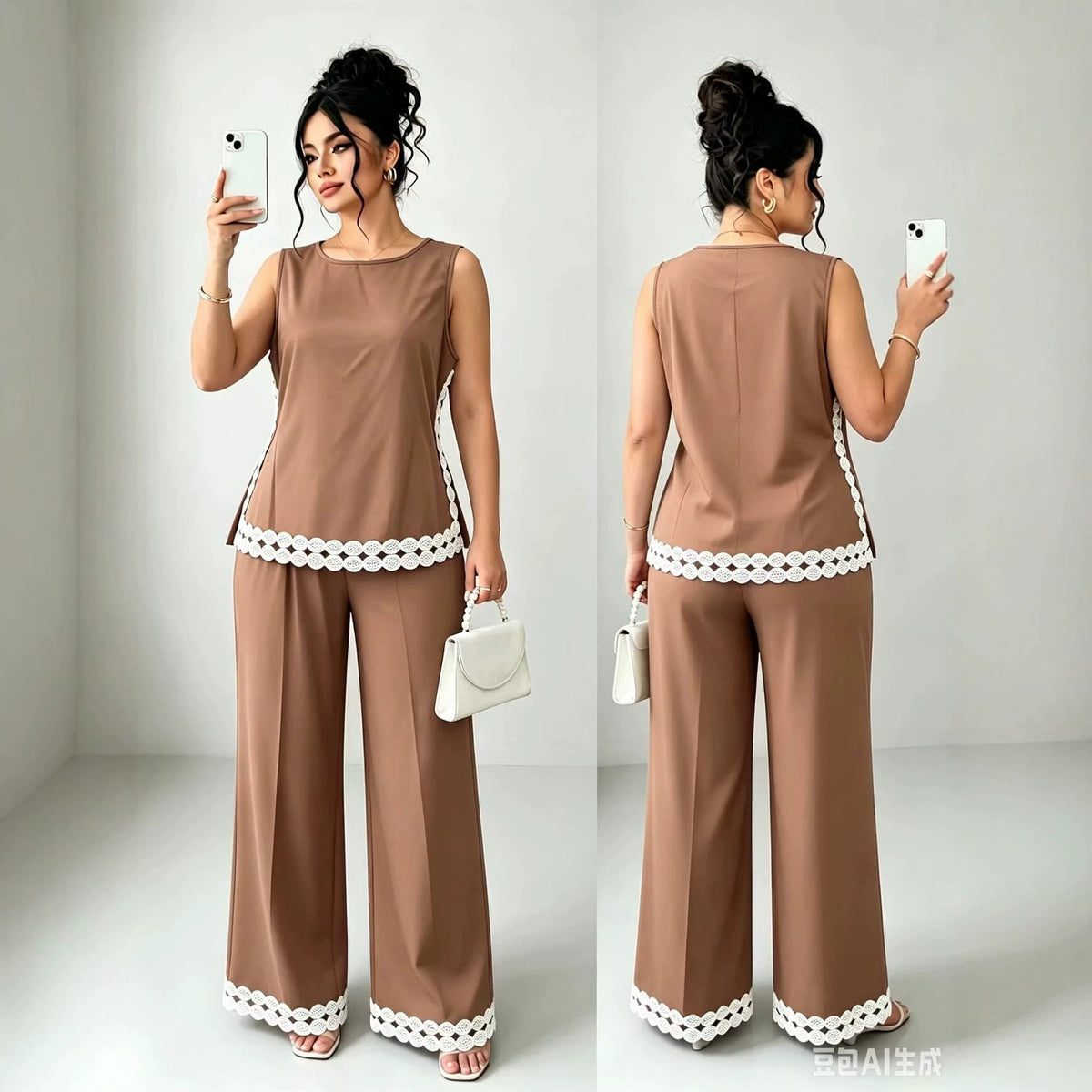 New 2026 Sleeveless Casual Pants Set Plus Size Vacation Outfit