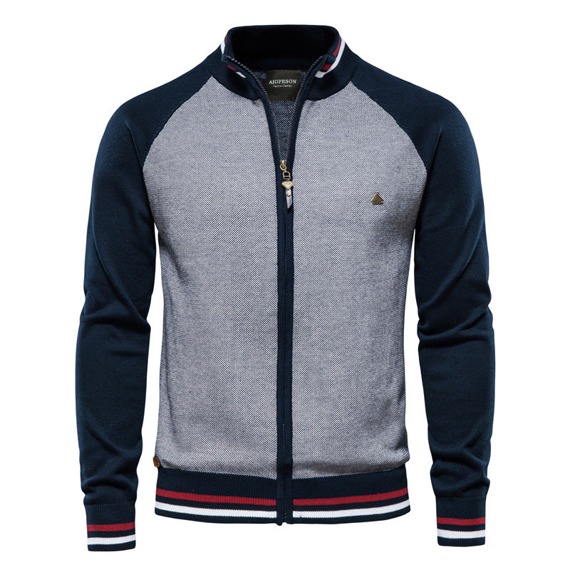 2026 Autumn Winter Sweater For Men Casual Knitwear Men's Jacket With Patchwork Korean Style Slim Fit Youth Color Block