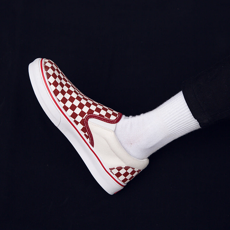 Korean version of casual wild students low to help men's shoes Harajuku ulzzang lattice one pedal men canvas shoes lazy