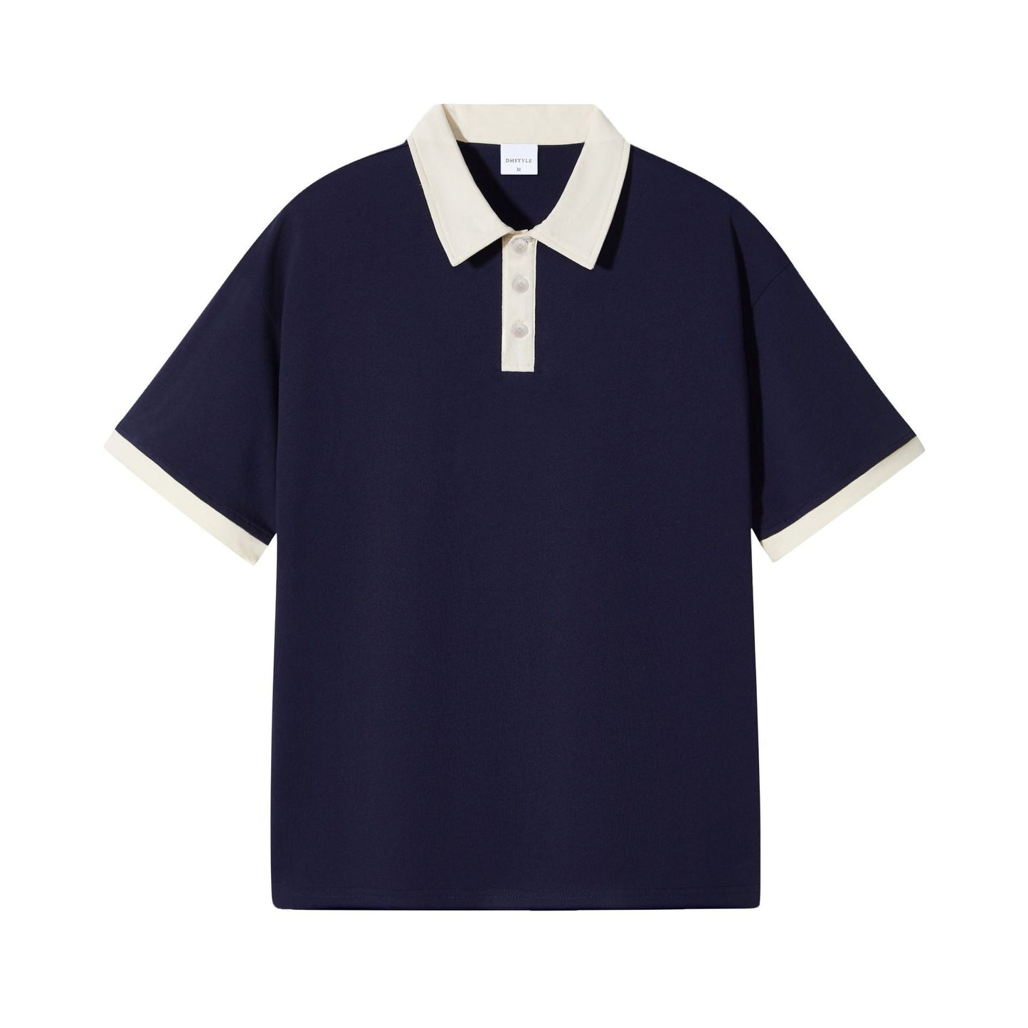 Japanese Fashion Brand Casual Contrast Color Lapel Short Sleeve