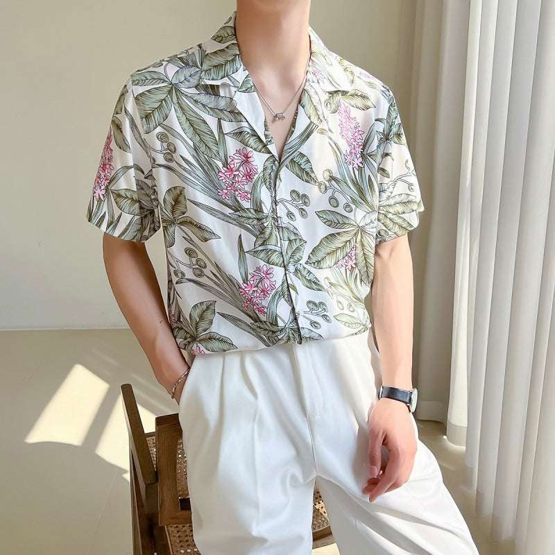 Cuban Collar Loose Shoulder Shirt