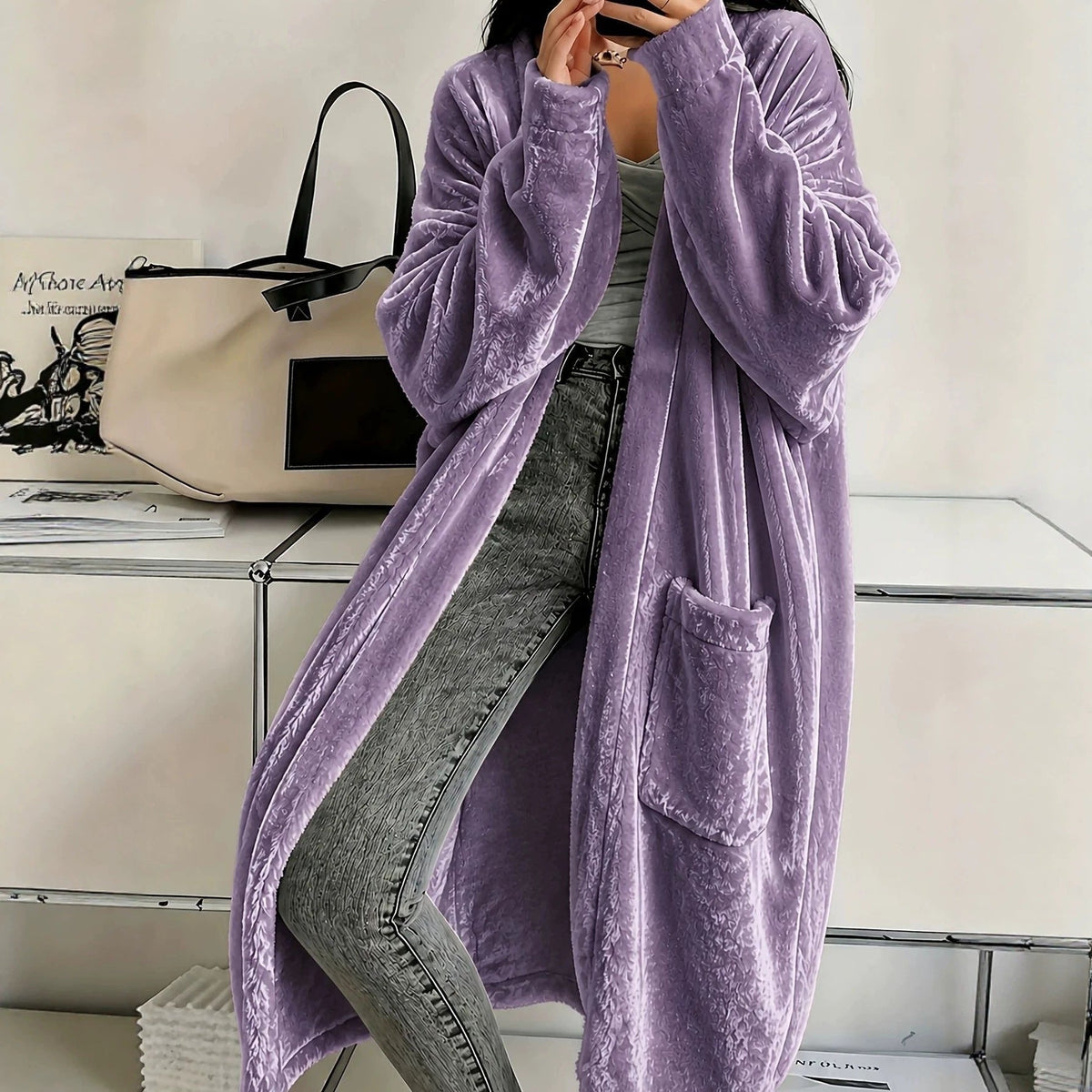 2026 European And American Women's Clothing Amazon Independent Site Velvet Long-Sleeve Fashion Casual Coat Cape Jacket