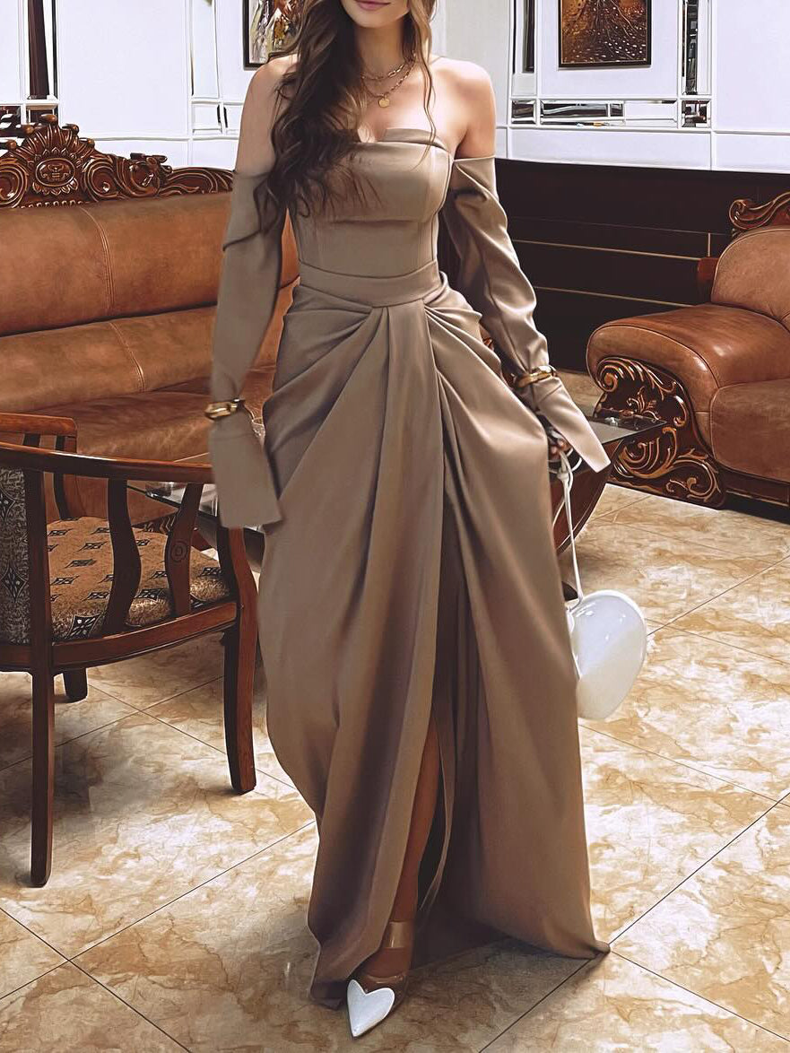 Off-Shoulder Maxi Dress With Draped Detail