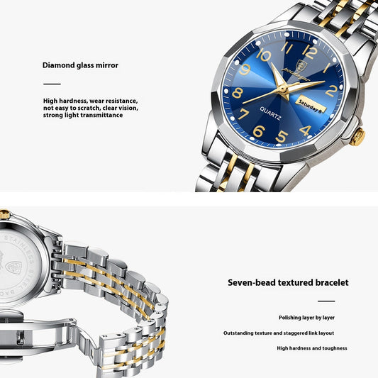 Women's Waterproof Double Calendar Watch