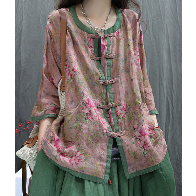 Cardigan Artistic Casual Loose Large Size Cropped Sleeve Top